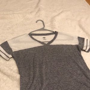 old navy white and gray shirt